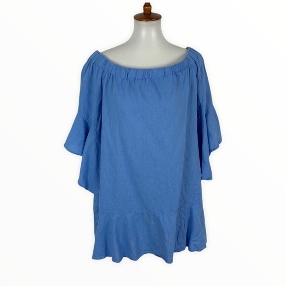 Zara Medium Blue Tunic Top Flowy Boho Minimalist Cottagecore Summer Style